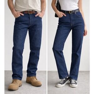 Vintage Rustler High Rise Rigid Denim Jeans Straight Leg Indigo NWOT 28x32 USA